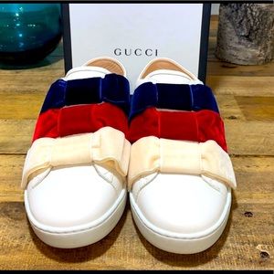 Gucci Ace leather bow slip-on sneakers